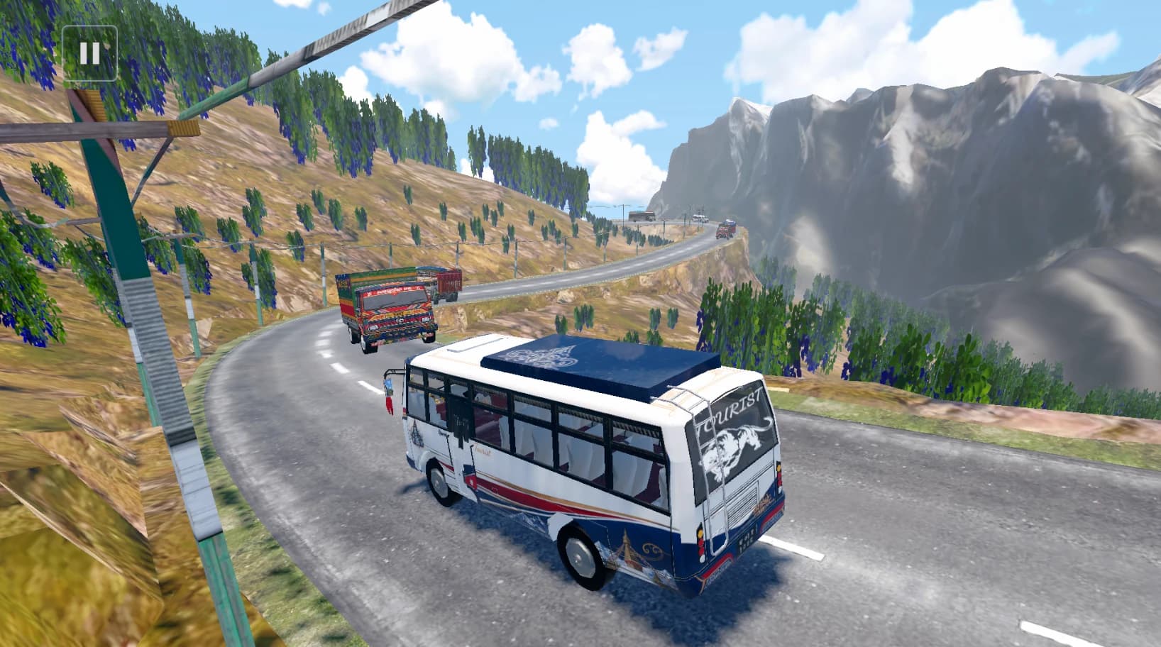 Tourist coach on a hill highway switchback